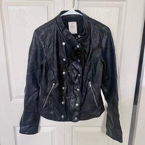 Free People We The Free Moto Black Dawn Jacket Coat Medium Vegan Leather